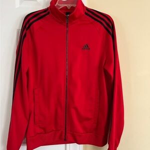 Adidas Men's Vibrant Red Zip Up with Black Accents